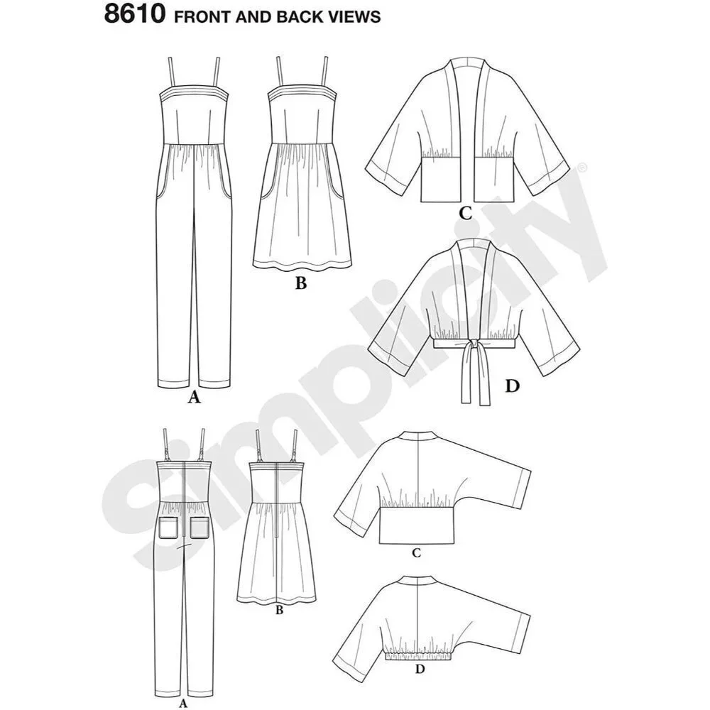 Simplicity Sewing Pattern 8610 Misses Kimono‎ Jumpsuit Dress Size 6-14